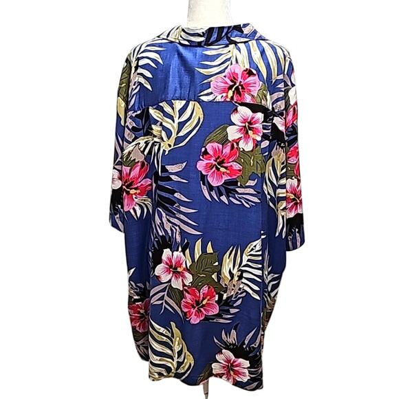 Island Passport Mens Hawaiian Floral Multi Color Button Down Collar Shirt Sz 2XL - Picture 2 of 9